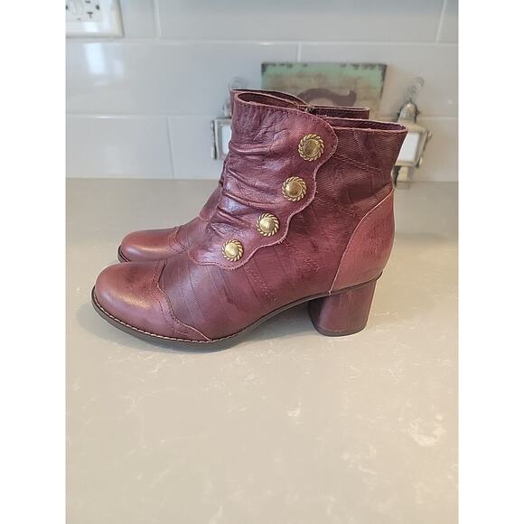 NEW LArtiste Estretta Spring Step Red Leather Boot Wedge Shoe Womens Sz 37/7.5 - Picture 2 of 10